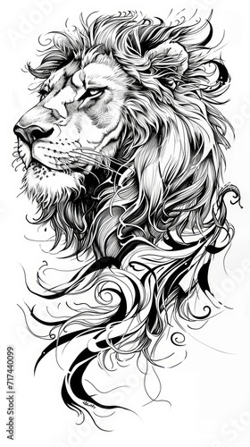 Lion tattoo flash  AI generated Image