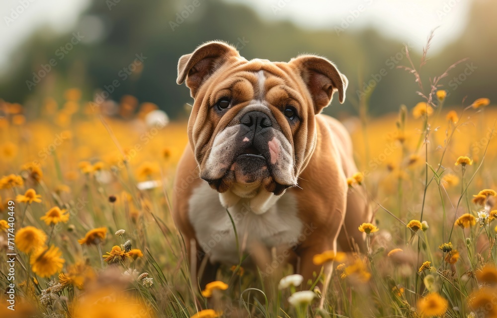english bulldog in the grass