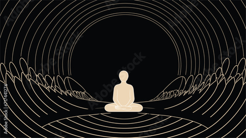 abstract patterns incorporating Buddhist symbols  expressing the meditative and symbolic aspects found in Buddhist cultural elements in a dynamic vector backdrop. simple minimalist illustration photo