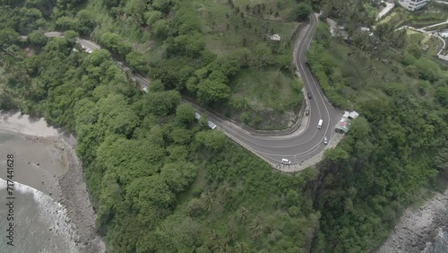 Beautiful aerial footage of Malimbu Hill on a cloudy day, Lombok, West Nusa Tenggara, Indonesia | Keindahan Bukit Malimbu Lombok saat cuaca cerah 4K Drone photo