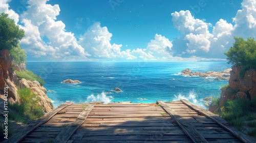 Empty Wooden Table Sea Background, Background Banner HD