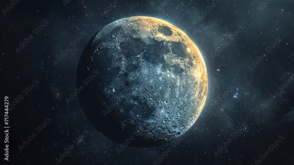 Half Moon During First Quarter Phase, Background Banner HD