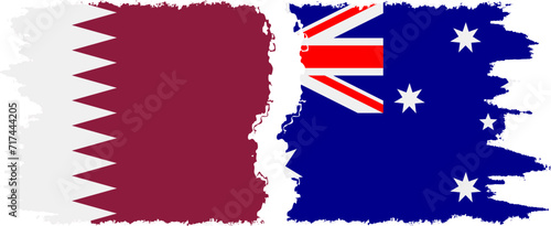 Australia and Qatar grunge flags connection vector