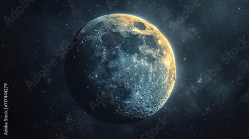 Half Moon During First Quarter Phase  Background Banner HD