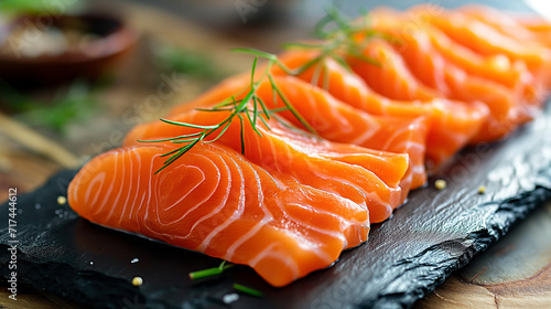 Fresh and Healthy Salmon Sushi Meal on a White Plate