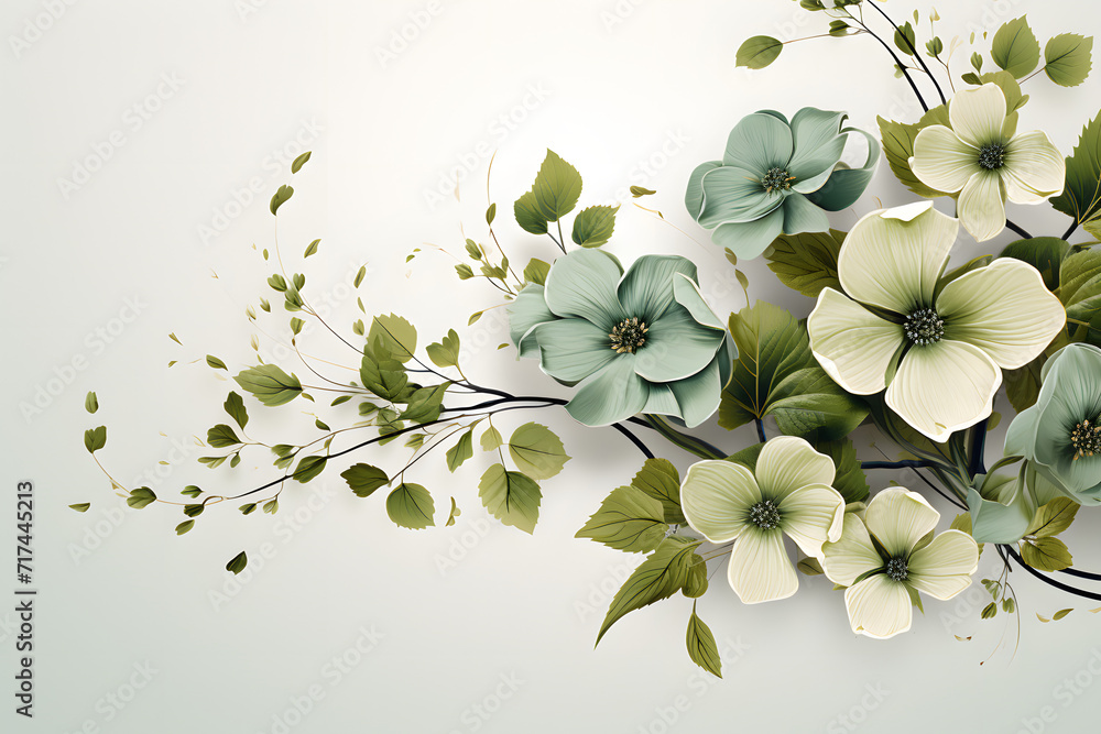 Obraz premium Pale Green Floral Corners background