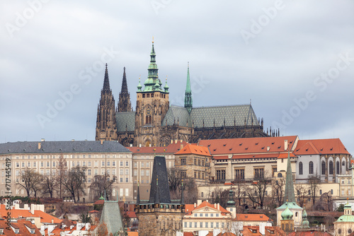 Prague Castle with St. Vitus Cathedral over Lesser town.