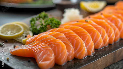 Fresh and Healthy Salmon Sushi Meal on a White Plate