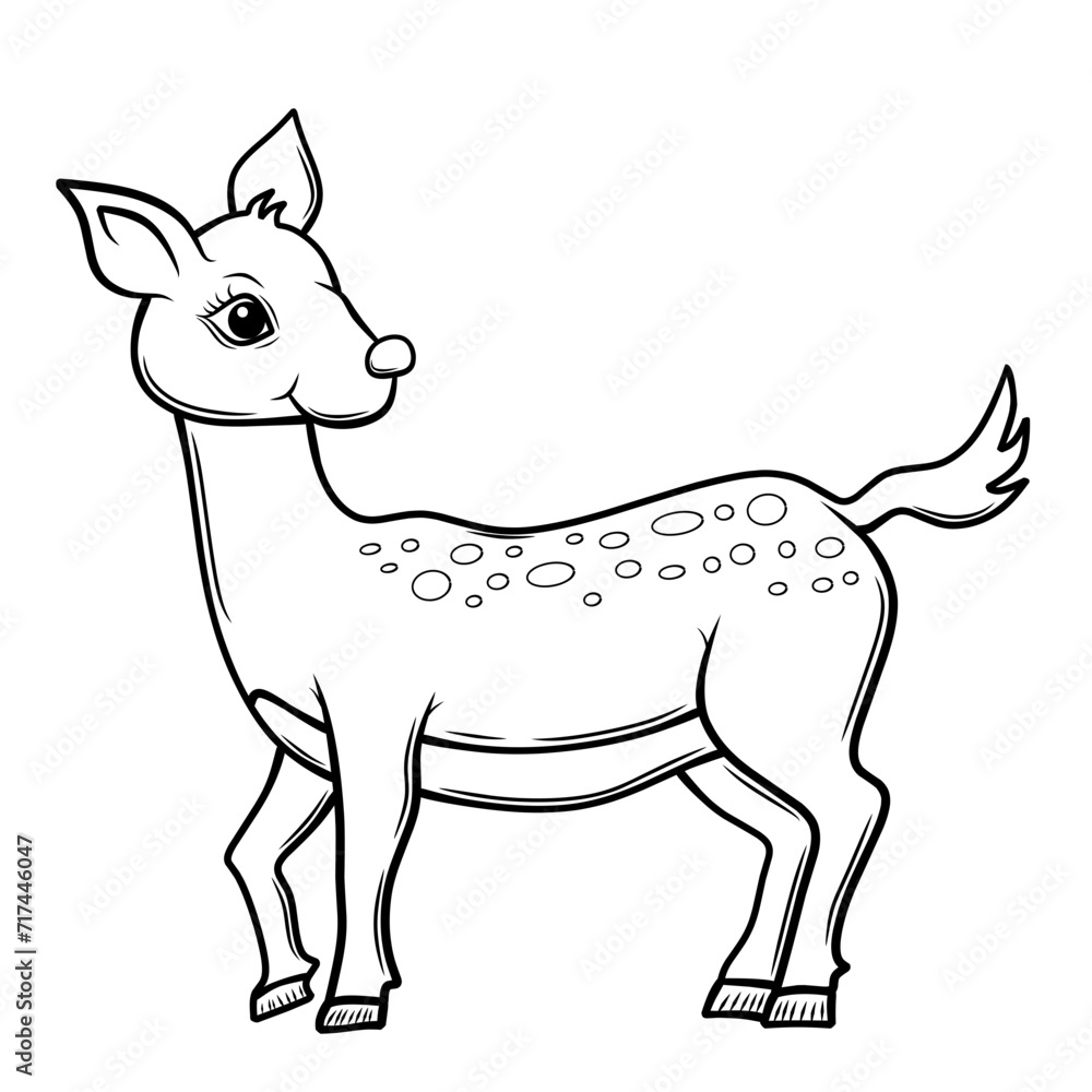 Line illustration of a cartoon deer