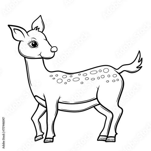 Line illustration of a cartoon deer