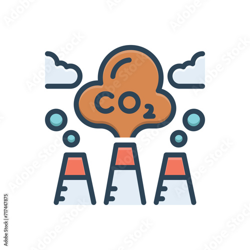 Color illustration icon for reduce co2