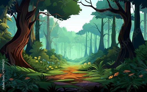 beautiful forest landscape vector illustration