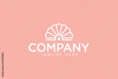 pearl house minimalist logo for boutique jewelry ornate business label brand identity