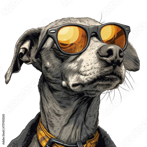 A Podenco Ibicenco In Spanish Sighthound Glasses, Isolate Images White Background photo