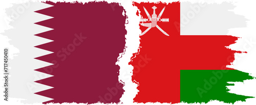 Oman and Qatar grunge flags connection vector