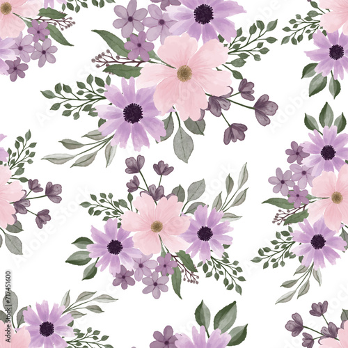 purple flower bouquet pattern for fabric