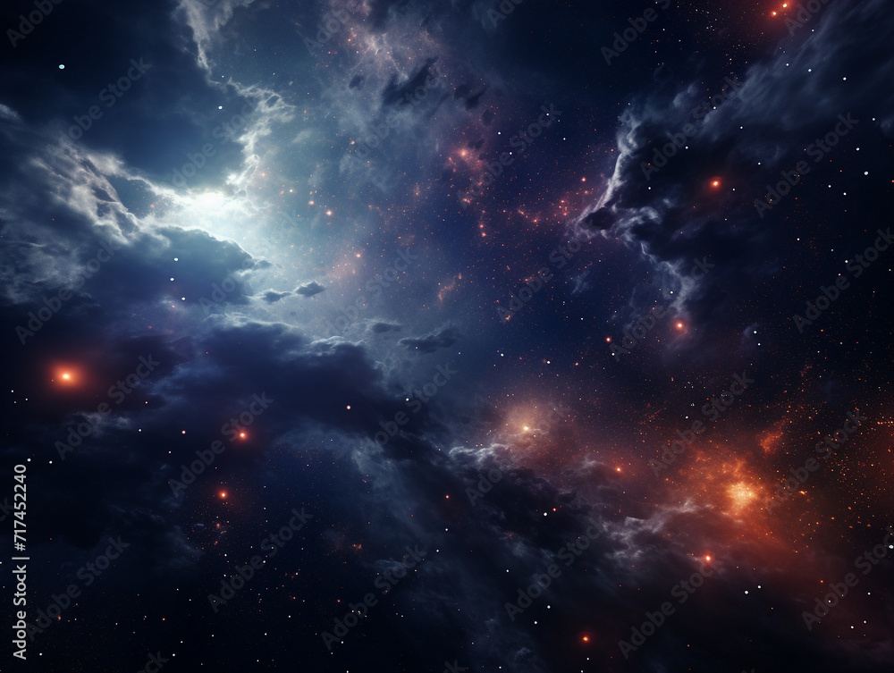 Fototapeta premium Nebula in deep space with stars. Abstract cosmos background Generative AI