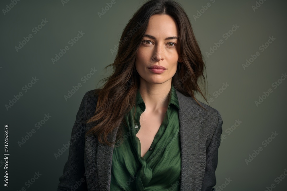Portrait of a beautiful woman in a business suit on a dark background Portrait of a beautiful woman in a business suit on a dark background