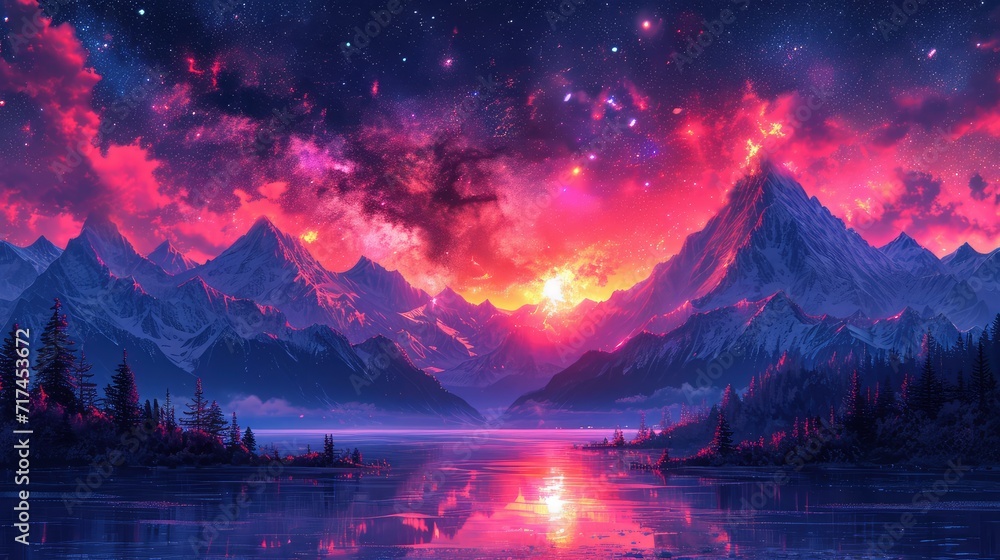 Milky Way Top Mountain, Background Banner HD