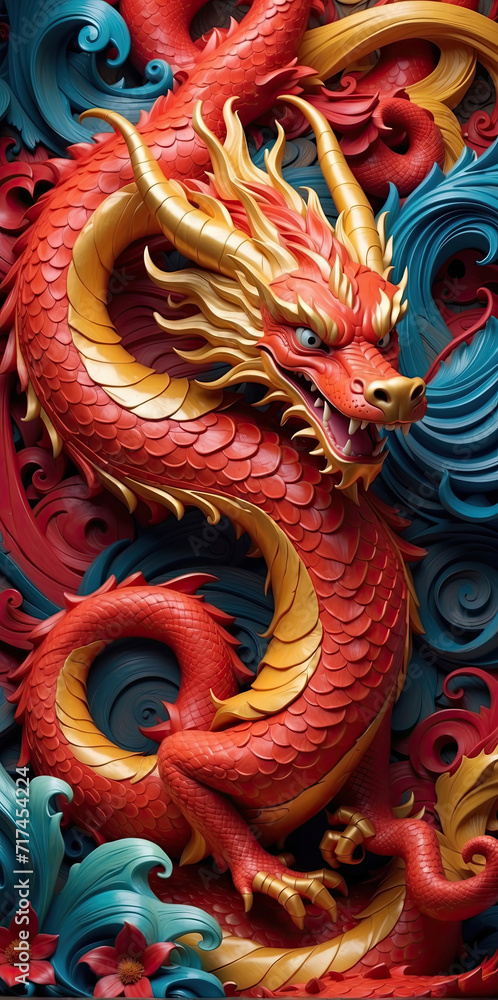 Naklejka premium Dragon Image, Logo, Icon and symbol in Chinese culture