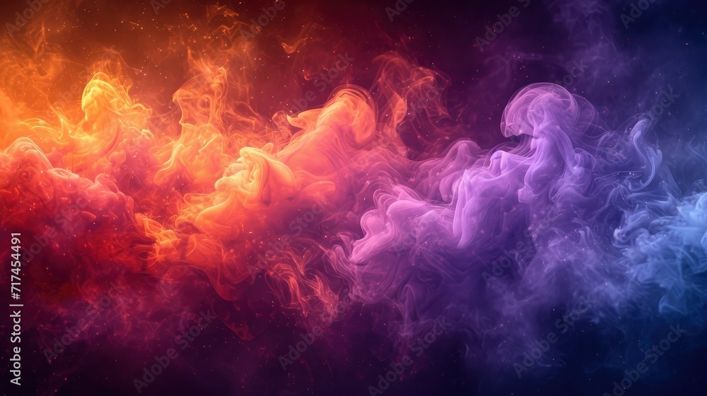 Multicolored Orange Lilac Smoke Abstract Background, Background Banner HD
