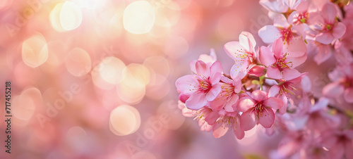 Cherry blossom blurred background with copy space. Spring banner © lermont51