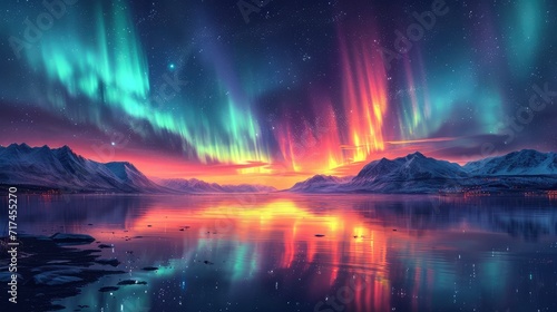 Northern Lights Over Lake Aurora Borealis, Background Banner HD © Alex Cuong