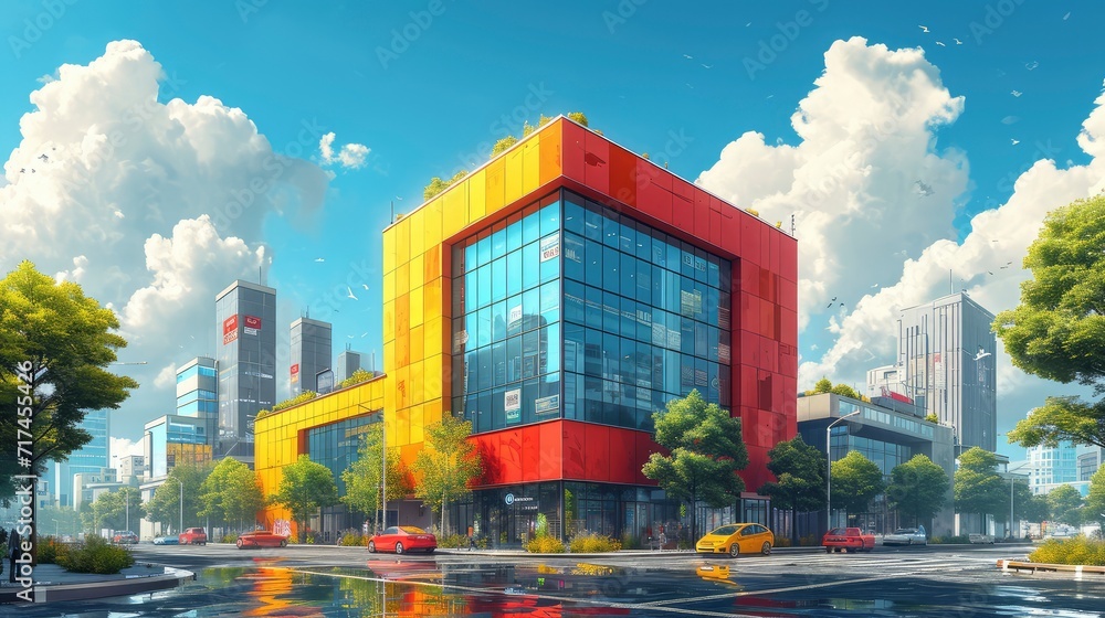 Office Building Next Contemporary High Rise, Background Banner HD