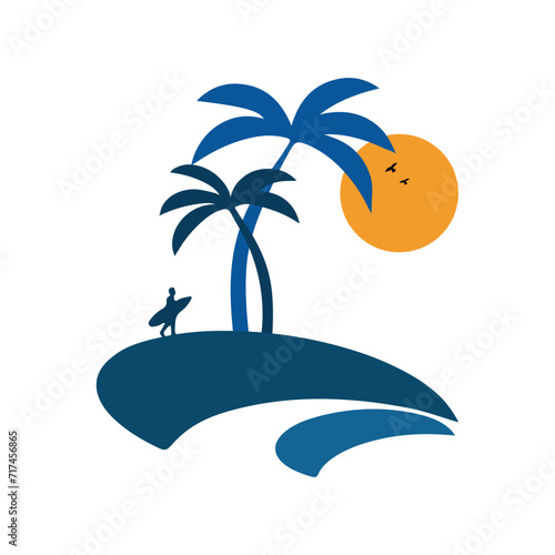 Palm tree logo. Beach logo design graphic by Creative Fabrica.