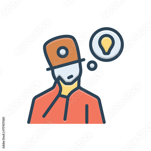 Color illustration icon for wondering