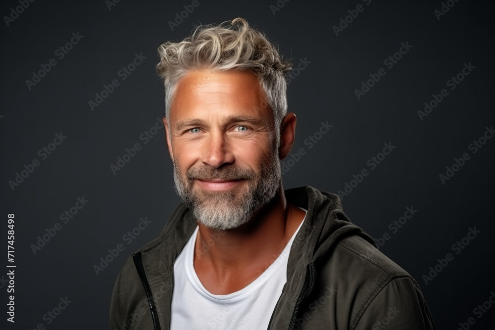 Portrait of a handsome mature man with grey hair and beard. Portrait of a handsome mature man with grey hair and beard.