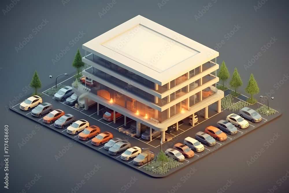 3d rendering isometric car park