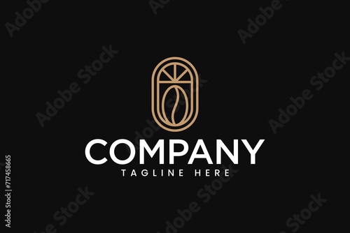 coffee cafe with decor frame logo for restaurant and cafe label brand identity