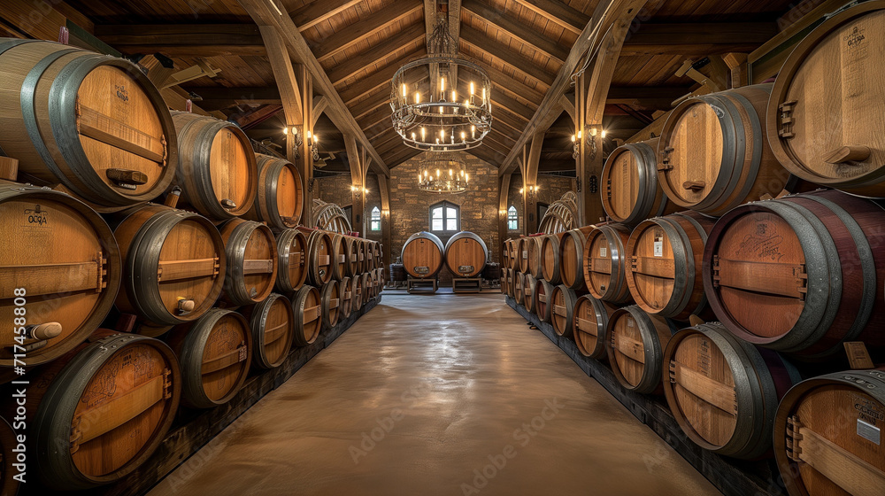 Spacious Room With Many Wooden Barrels for Storage and Aging