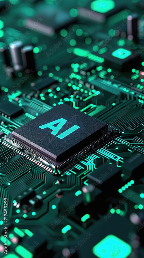 Artificial intelligence microchip. Microprocessor with AI technology Artificial intelligence microchip. Microprocessor with AI technology