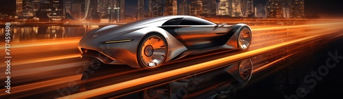 The sleek elegance of a sports car cruising on the road, exuding a futuristic and stylish design.