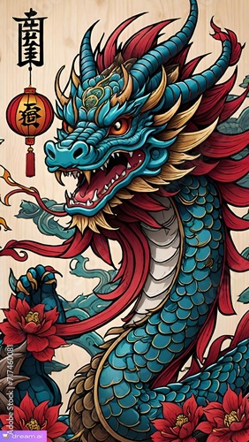 new year card year of the dragon 