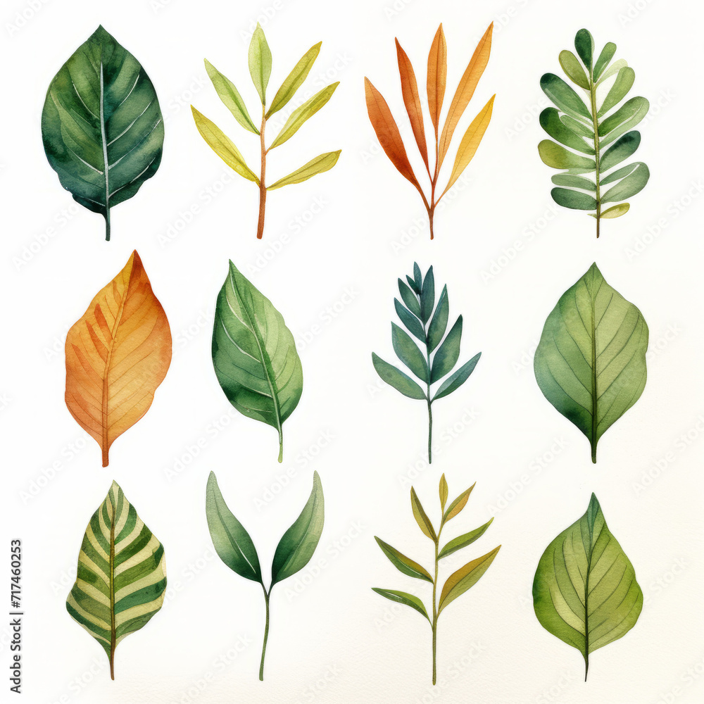 Set of leaf watercolor Set of leaf watercolor