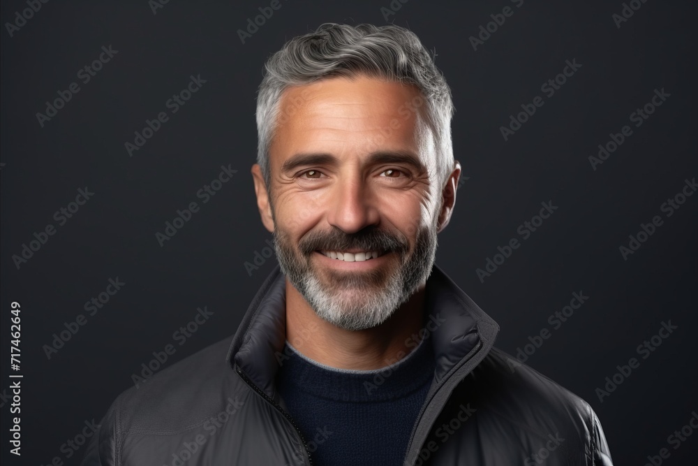 Portrait of a handsome middle-aged man with gray hair and beard. Portrait of a handsome middle-aged man with gray hair and beard.