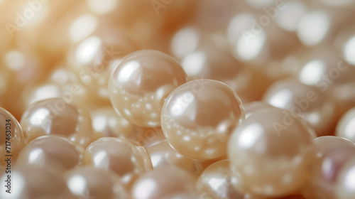 Close-up of shiny pearls in soft light.