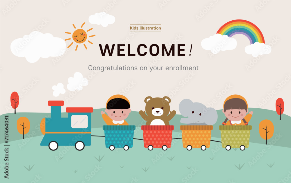 Obraz premium vector flat children illustration background