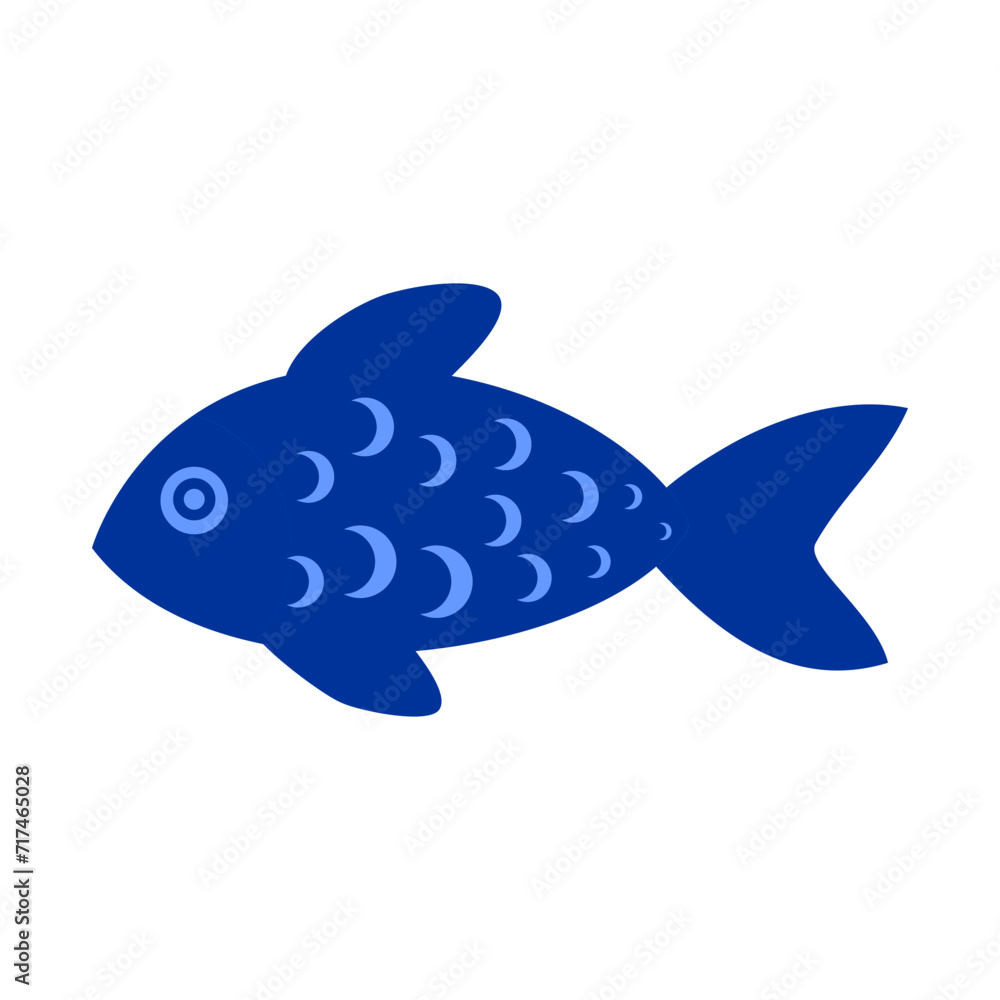 Fototapeta premium Abstract Blue Fish Icon Vector Illustration