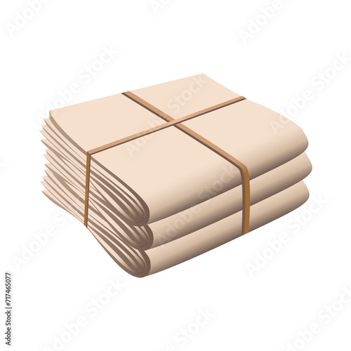 Old Paper Bundle Pile Tied With A Rope Vector Illustration