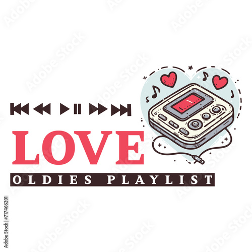 Love Oldies Playlist. A nostalgic design for various products like t-shirts, mugs, book covers, and more.