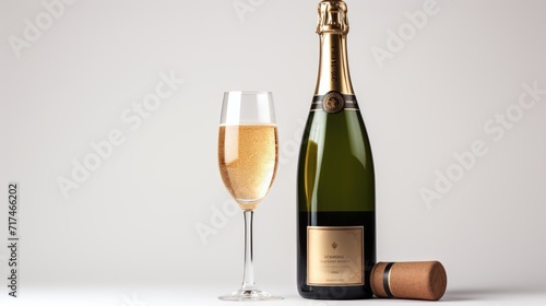champagne bottle and glasses. champagne bottle and glass