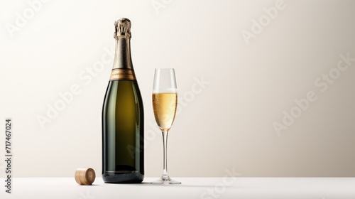 champagne. champagne bottle and glasses. champagne bottle and glass
