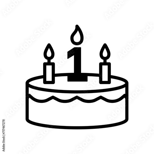 Happy first birthday vector icon set collection. Happy first birthday Outline flat Icon.