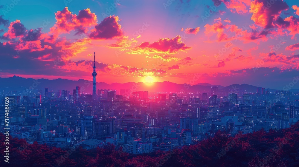 Fototapeta premium Uprisen Angle N Seoul Tower First, Background Banner HD