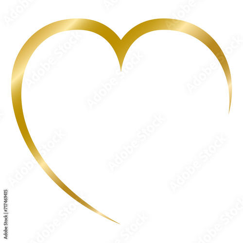 Open Heart, Gold heart shape outline vector illustration, Love vector pictogram, isolated on white background