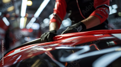 A closeup of a worker delicately ironing the flag to remove any wrinkles or creases. This step is crucial for keeping the flag looking pristine during the race.